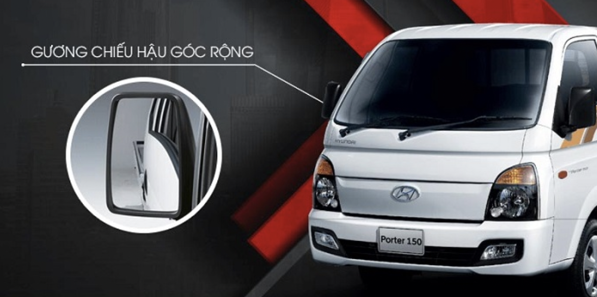 Alt: Trang bị gương chiếu hậu trên xe tải New Porter H150